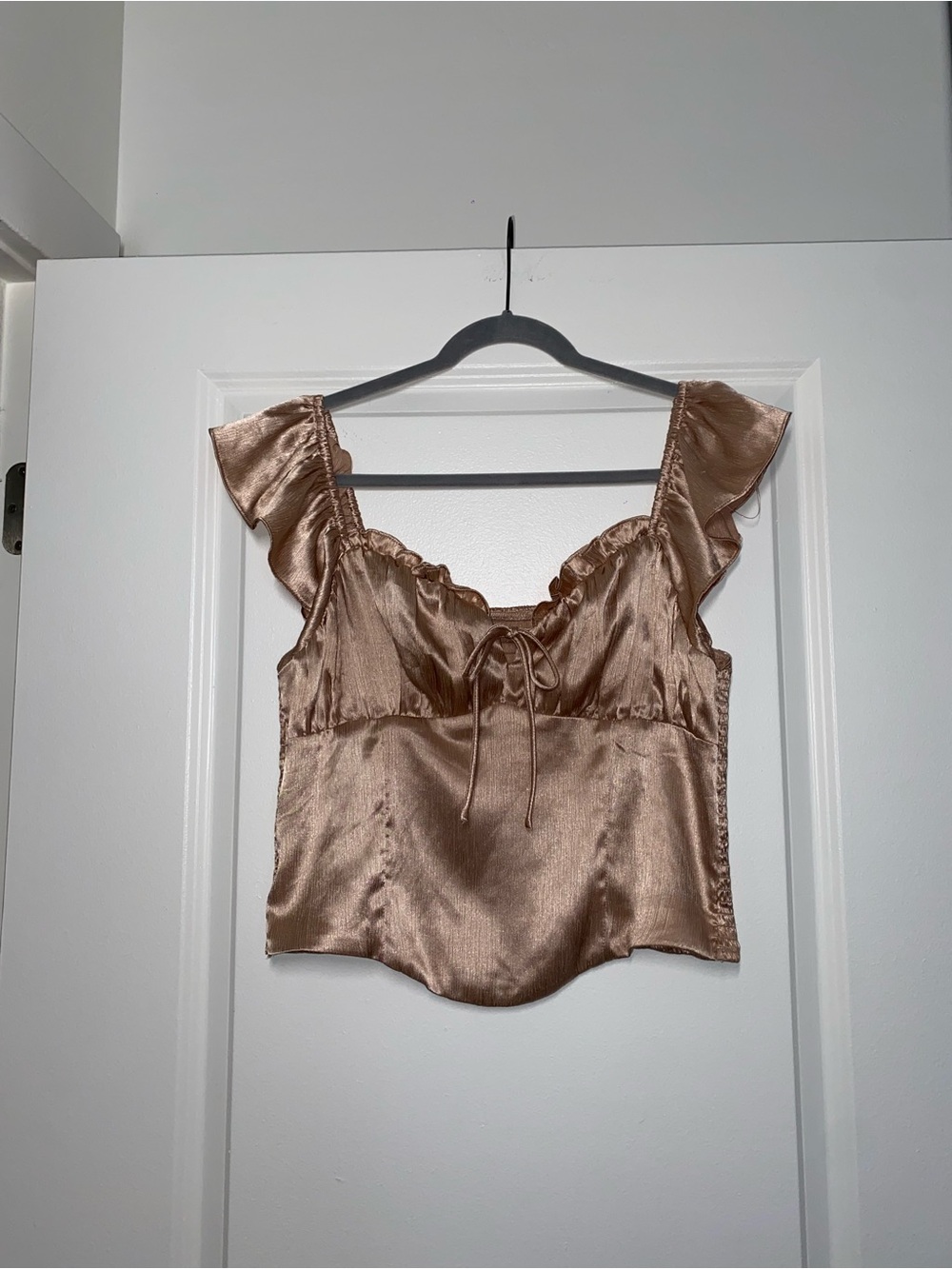Rose Pink Satin Tie-Front Crop Top
